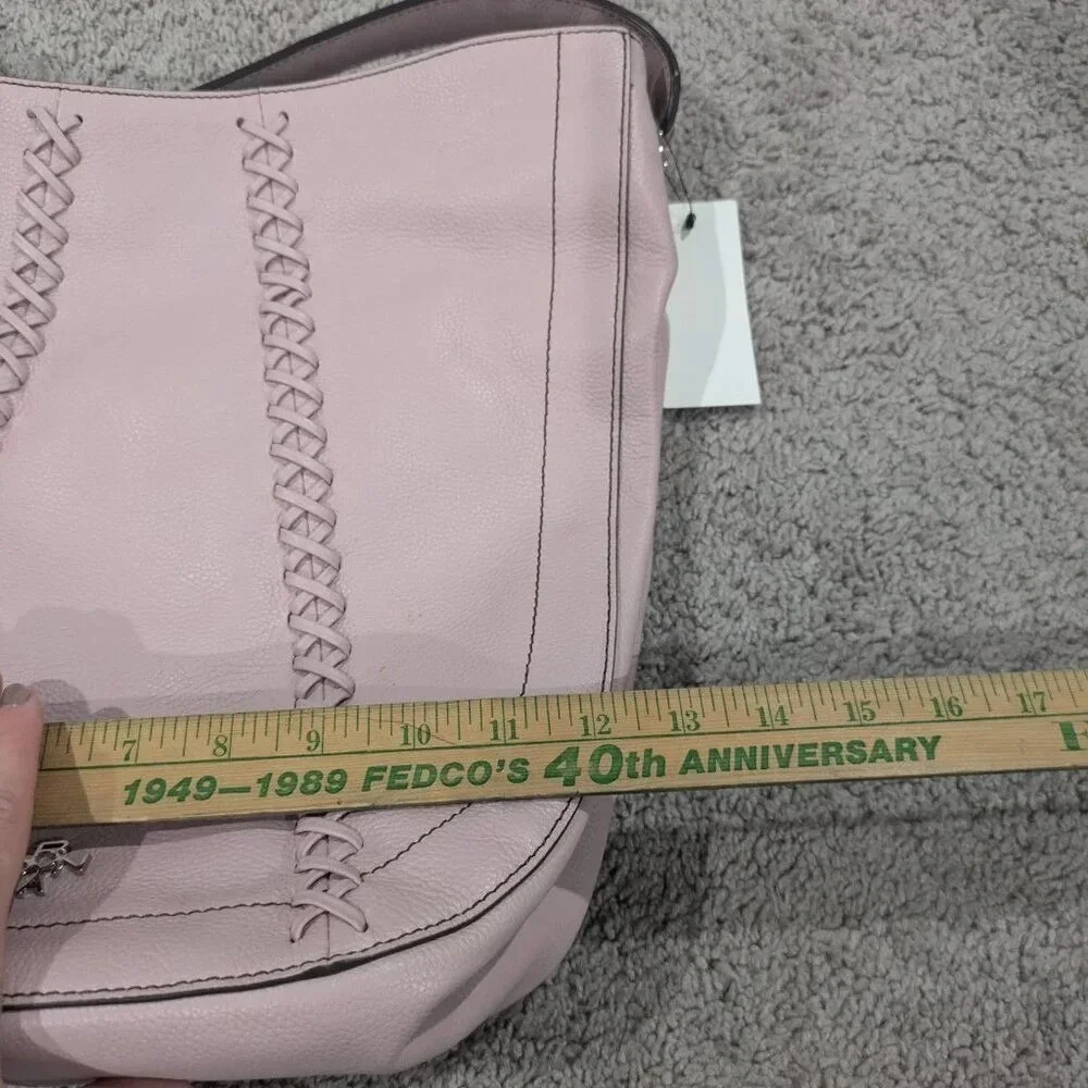 orYANY LEATHER HOBO BAG LIGHT PINK BRAIDED ACCENT‎ SHOULDER PURSE